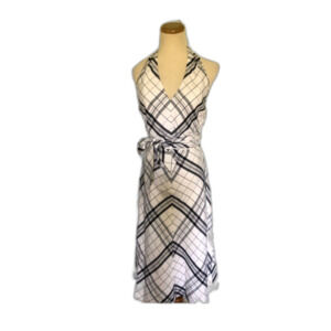 🆕 [Liz Claiborne] White Plaid Halter Dress 🤍Sz: 4